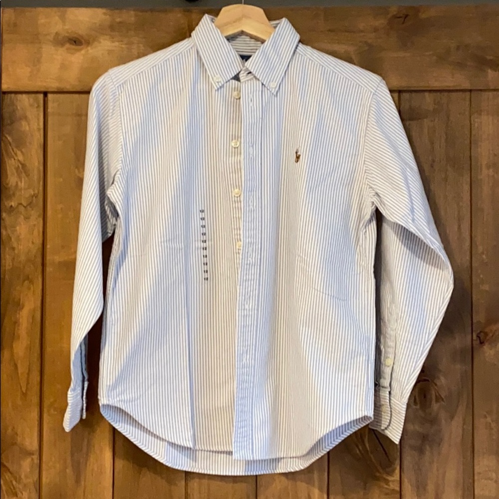 Ralph Lauren Sz 12 blue & white button down, NWT